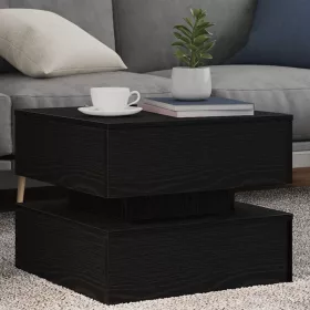   Fekete tölgyszínű dohányzóasztal LED-lámpákkal 50 x 50 x 40 cm