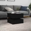 Fekete tölgyszínű dohányzóasztal LED-lámpákkal 50 x 50 x 40 cm