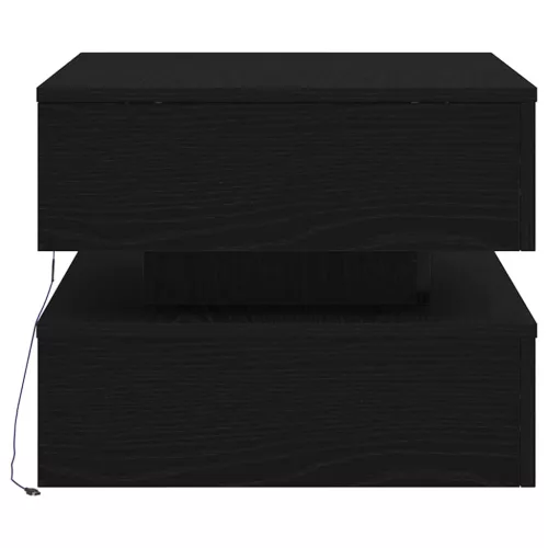 Fekete tölgyszínű dohányzóasztal LED-lámpákkal 50 x 50 x 40 cm