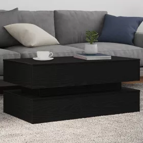 Fekete tölgy dohányzóasztal LED-lámpákkal 90x50x40 cm