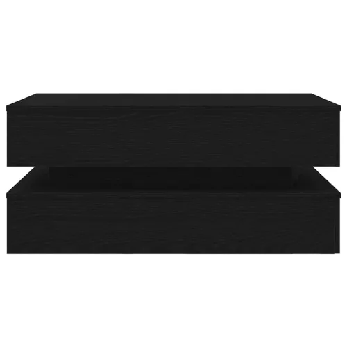 Fekete tölgy dohányzóasztal LED-lámpákkal 90x50x40 cm