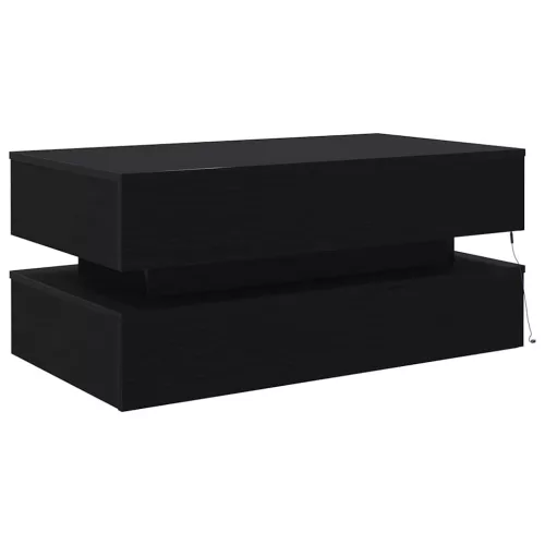 Fekete tölgy dohányzóasztal LED-lámpákkal 90x50x40 cm