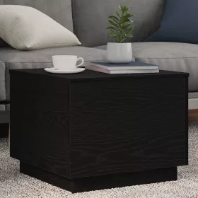   Fekete tölgyszínű dohányzóasztal LED-lámpákkal 50 x 50 x 40 cm