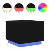 Fekete tölgyszínű dohányzóasztal LED-lámpákkal 50 x 50 x 40 cm