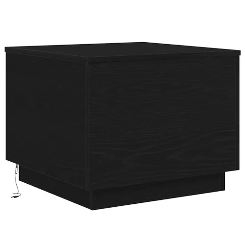 Fekete tölgyszínű dohányzóasztal LED-lámpákkal 50 x 50 x 40 cm