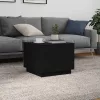 Fekete tölgyszínű dohányzóasztal LED-lámpákkal 50 x 50 x 40 cm