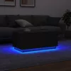 Fekete tölgy dohányzóasztal LED-lámpákkal 90x50x40 cm