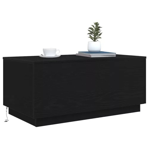 Fekete tölgy dohányzóasztal LED-lámpákkal 90x50x40 cm