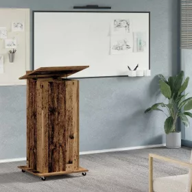 Pódium fiókkal polcokkal Régi fa 55 x 55 x 107 cm Faanyag