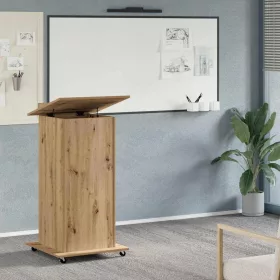   Pódium fiókkal kerékkel kézműves tölgy 55 x 55 x 107 cm Faanyag
