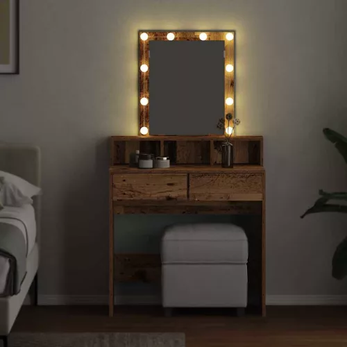Sminktükör fiókkal polcokkal Öreg fa 80 x 41 x 144,5 cm Faanyag