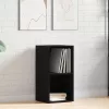 Fekete tölgy szerelt fa LP tárolódoboz 71x34x36 cm