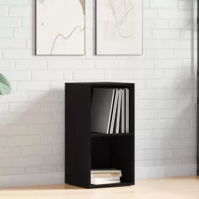 Fekete tölgy szerelt fa LP tárolódoboz 71x34x36 cm