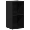 Fekete tölgy szerelt fa LP tárolódoboz 71x34x36 cm