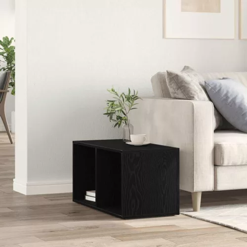Fekete tölgy szerelt fa LP tárolódoboz 71x34x36 cm