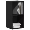 Fekete tölgy szerelt fa LP tárolódoboz 71x34x36 cm