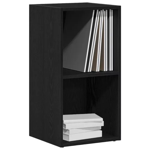 Fekete tölgy szerelt fa LP tárolódoboz 71x34x36 cm