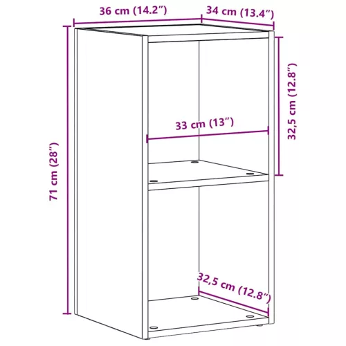 Fekete tölgy szerelt fa LP tárolódoboz 71x34x36 cm