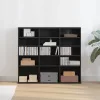 Fekete tölgyszínű szerelt fa CD-szekrény 100x23x89,5 cm
