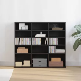 Fekete tölgyszínű szerelt fa CD-szekrény 100x23x89,5 cm