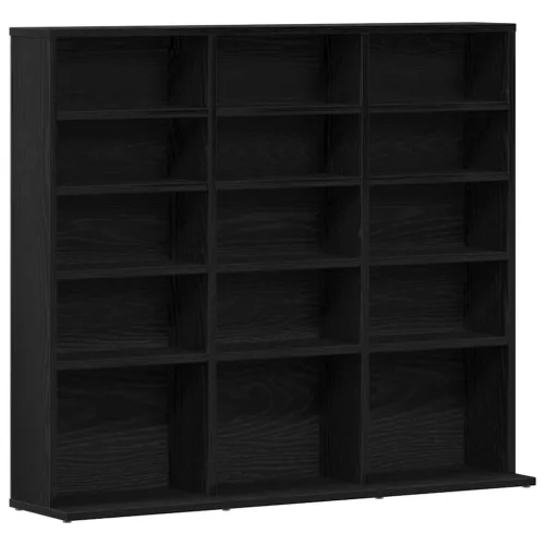 Fekete tölgyszínű szerelt fa CD-szekrény 100x23x89,5 cm