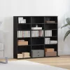 Fekete tölgyszínű szerelt fa CD-szekrény 100x23x89,5 cm