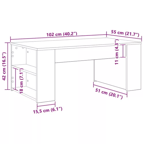 Dohányzóasztal Musta tammi 102 x 55 x 42 cm Faanyag