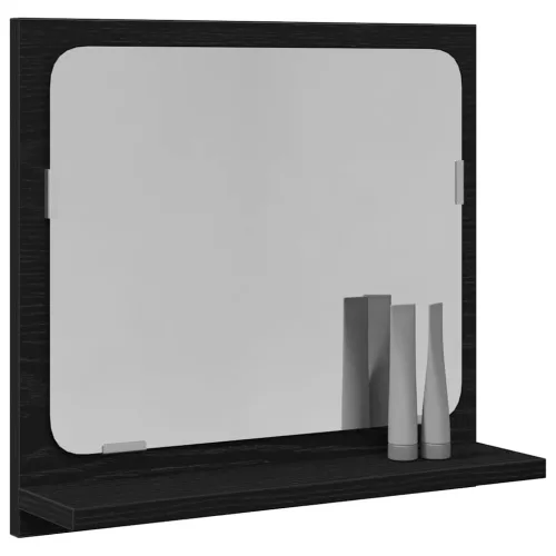 Fekete tölgy színű szerelt fa fürdőszobatükör 40x10,5x37 cm