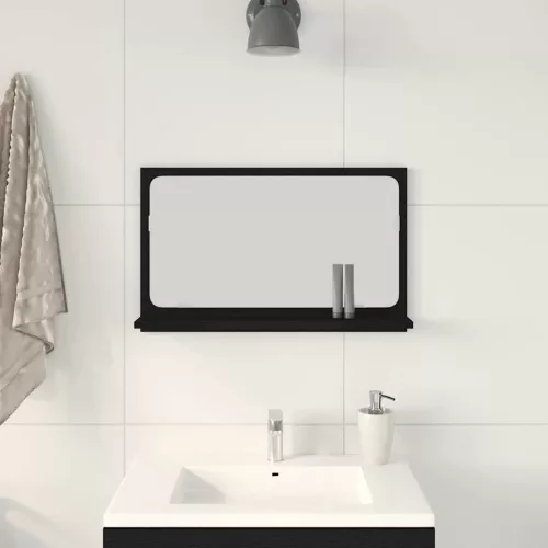 Tükörpolc polcokkal Fekete tölgy 60 x 10.5 x 37 cm Faanyag