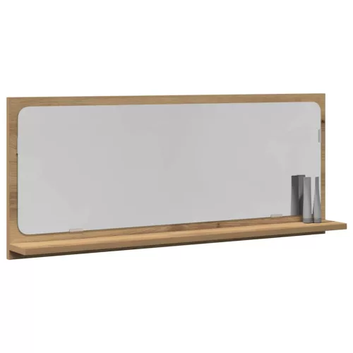 Tükörpolc polcokkal Kézműves tölgy 90 x 10.5 x 37 cm Faanyag