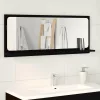Tükörpolc polcokkal Fekete tölgy 90 x 10.5 x 37 cm Faanyag