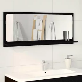   Tükörpolc polcokkal Fekete tölgy 90 x 10.5 x 37 cm Faanyag