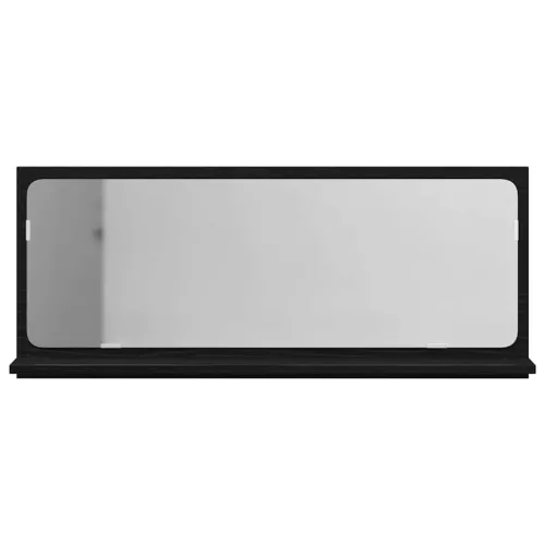 Tükörpolc polcokkal Fekete tölgy 90 x 10.5 x 37 cm Faanyag
