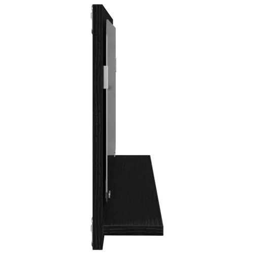 Tükörpolc polcokkal Fekete tölgy 90 x 10.5 x 37 cm Faanyag