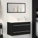 Fekete tölgy színű szerelt fa mosdószekrény 80 x 38,5 x 48 cm