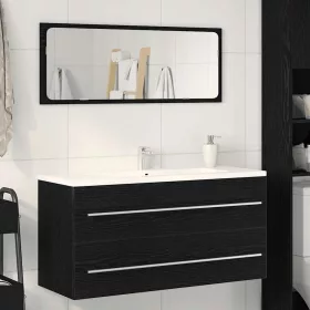 Fekete tölgy szerelt fa mosdószekrény 100x38,5x48 cm