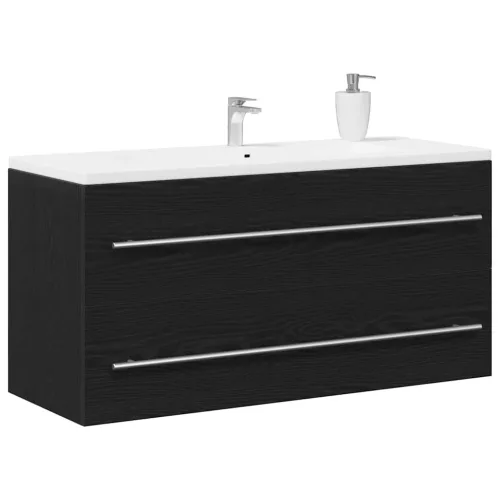 Fekete tölgy szerelt fa mosdószekrény 100x38,5x48 cm