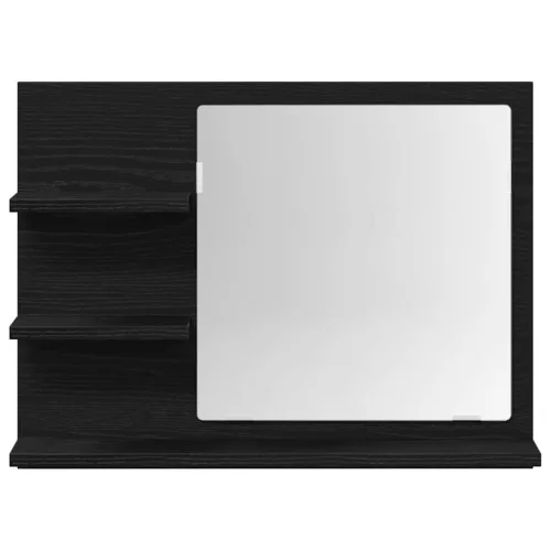 Fekete tölgy színű szerelt fa fürdőszobai tükör 60x10,5x45 cm