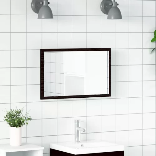 Fekete tölgy fürdőszoba tükör LED világítással 60x8,5x37 cm