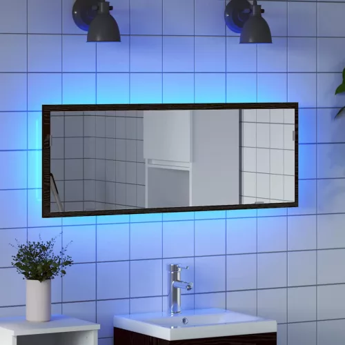 LED Fürdőszoba Tükör Musta tammi 100 x 8.5 x 37 cm Faanyag
