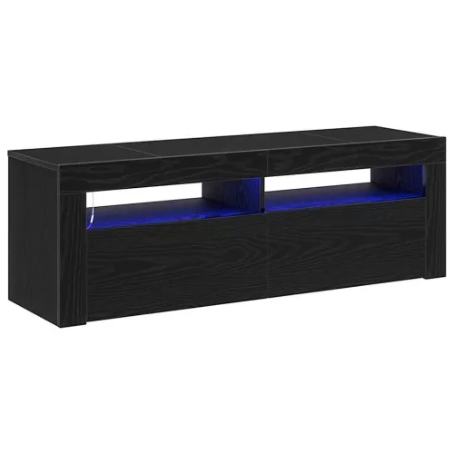 TV szekrény LED -es lámpákkal Fekete 120 x 35 x 40 cm Faanyag