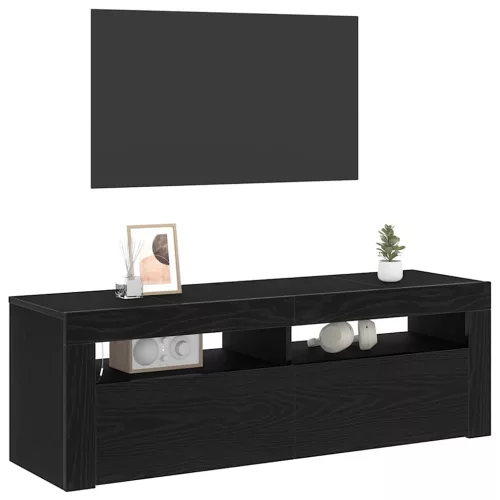 TV szekrény LED -es lámpákkal Fekete 120 x 35 x 40 cm Faanyag