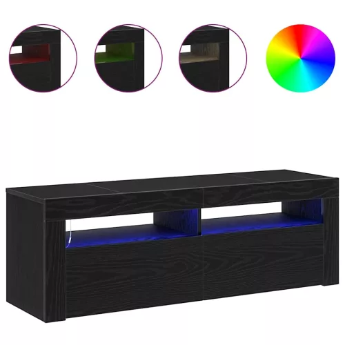 TV szekrény LED -es lámpákkal Fekete 120 x 35 x 40 cm Faanyag