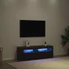 TV szekrény LED -es lámpákkal Fekete 120 x 35 x 40 cm Faanyag