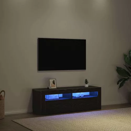 TV szekrény LED -es lámpákkal Fekete 120 x 35 x 40 cm Faanyag