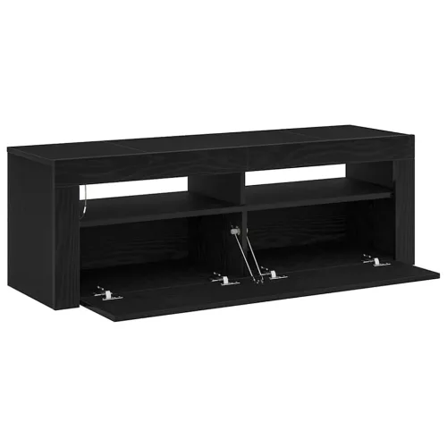 TV szekrény LED -es lámpákkal Fekete 120 x 35 x 40 cm Faanyag
