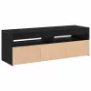 TV szekrény LED -es lámpákkal Fekete 120 x 35 x 40 cm Faanyag