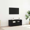 TV szekrény LED -es lámpákkal Fekete 90 x 35 x 40 cm Faanyag