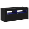 TV szekrény LED -es lámpákkal Fekete 90 x 35 x 40 cm Faanyag