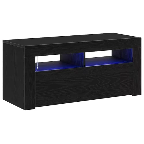 TV szekrény LED -es lámpákkal Fekete 90 x 35 x 40 cm Faanyag